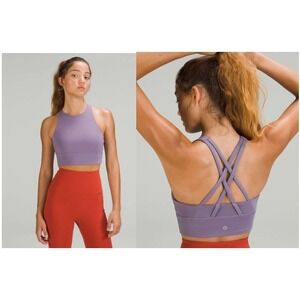 Lululemon Align High Neck Crop Tank Bra Top Purple Size 8 Strappy Back W2CJPS